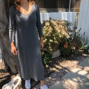 DKNY Ribbed Grey Maxi Dress Fits S/M